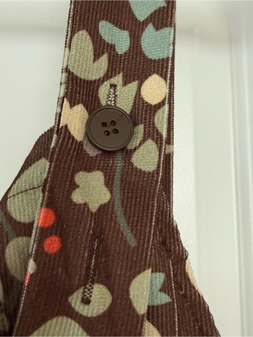 Cider Brown Floral Pinafore Jumpsuit with Red and Cream Accents - Picture 5 of 8